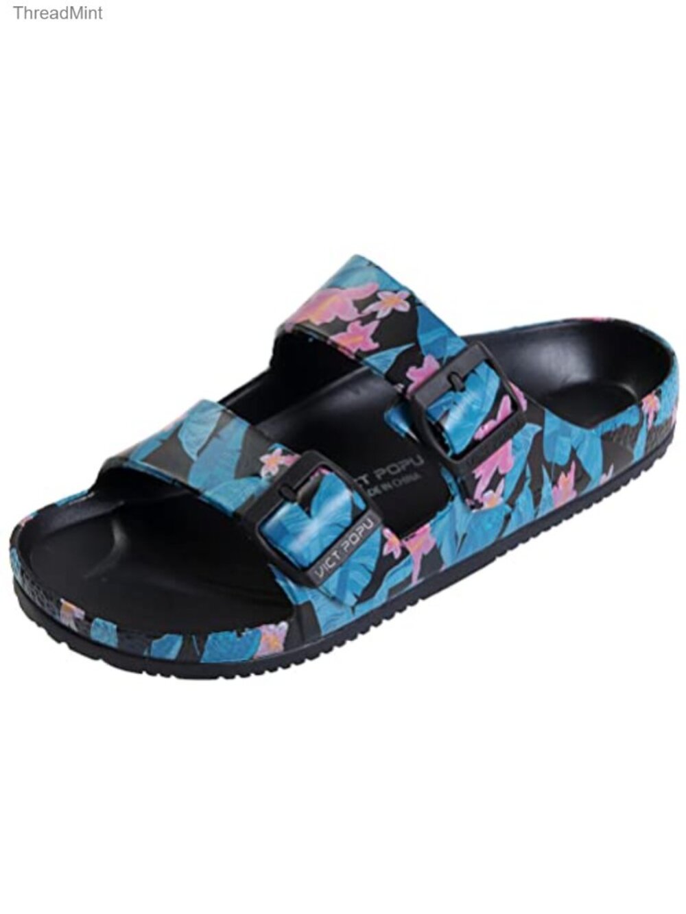 Women's Double Buckle Strap EVA Slide Sandals Waterproof Lightweight
